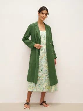 100% Linen Double-Breasted Belted Trench Coat LEILA
