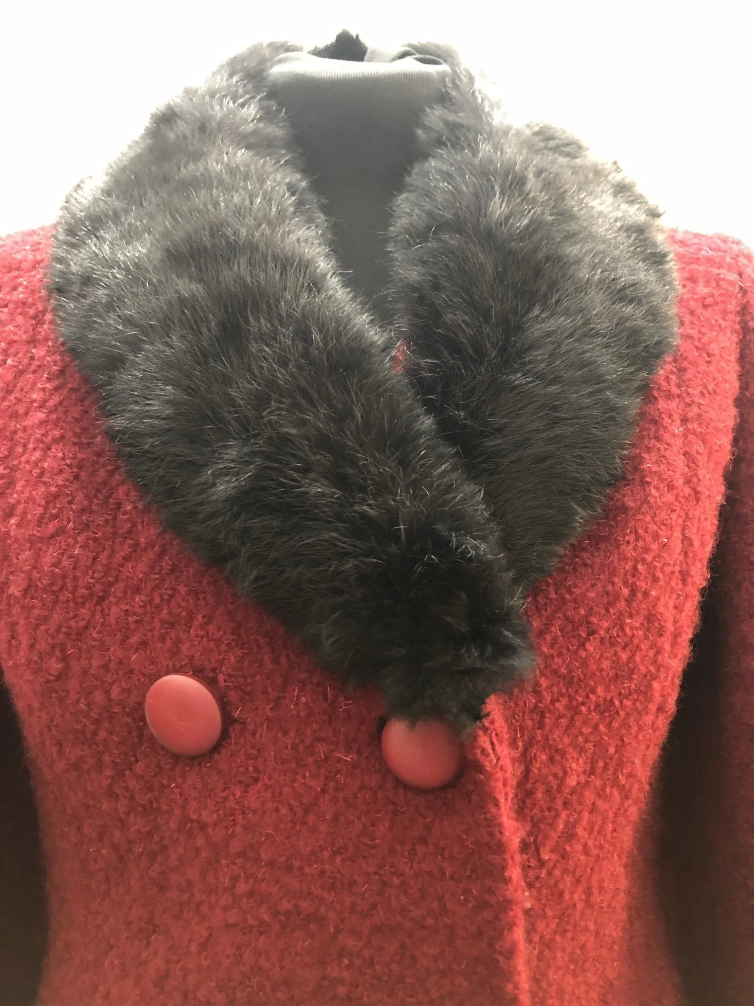 1960s Two Piece Fur Collar Jacket and Skirt Set - Size 6