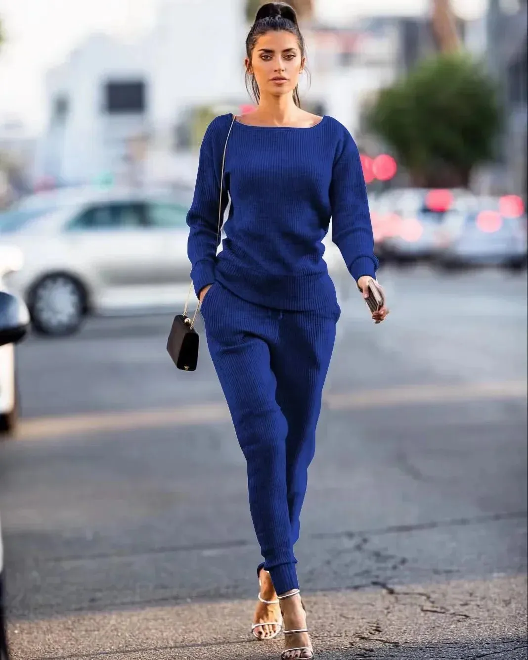 2024 Herbst Pullover Hose 2-teiliges Set lässige Active wear Damen Damen Winter einfarbige zweiteilige Outfits passende Sets elegant