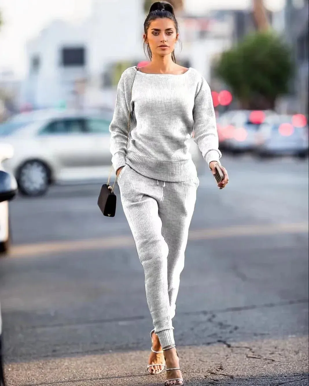 2024 Herbst Pullover Hose 2-teiliges Set lässige Active wear Damen Damen Winter einfarbige zweiteilige Outfits passende Sets elegant