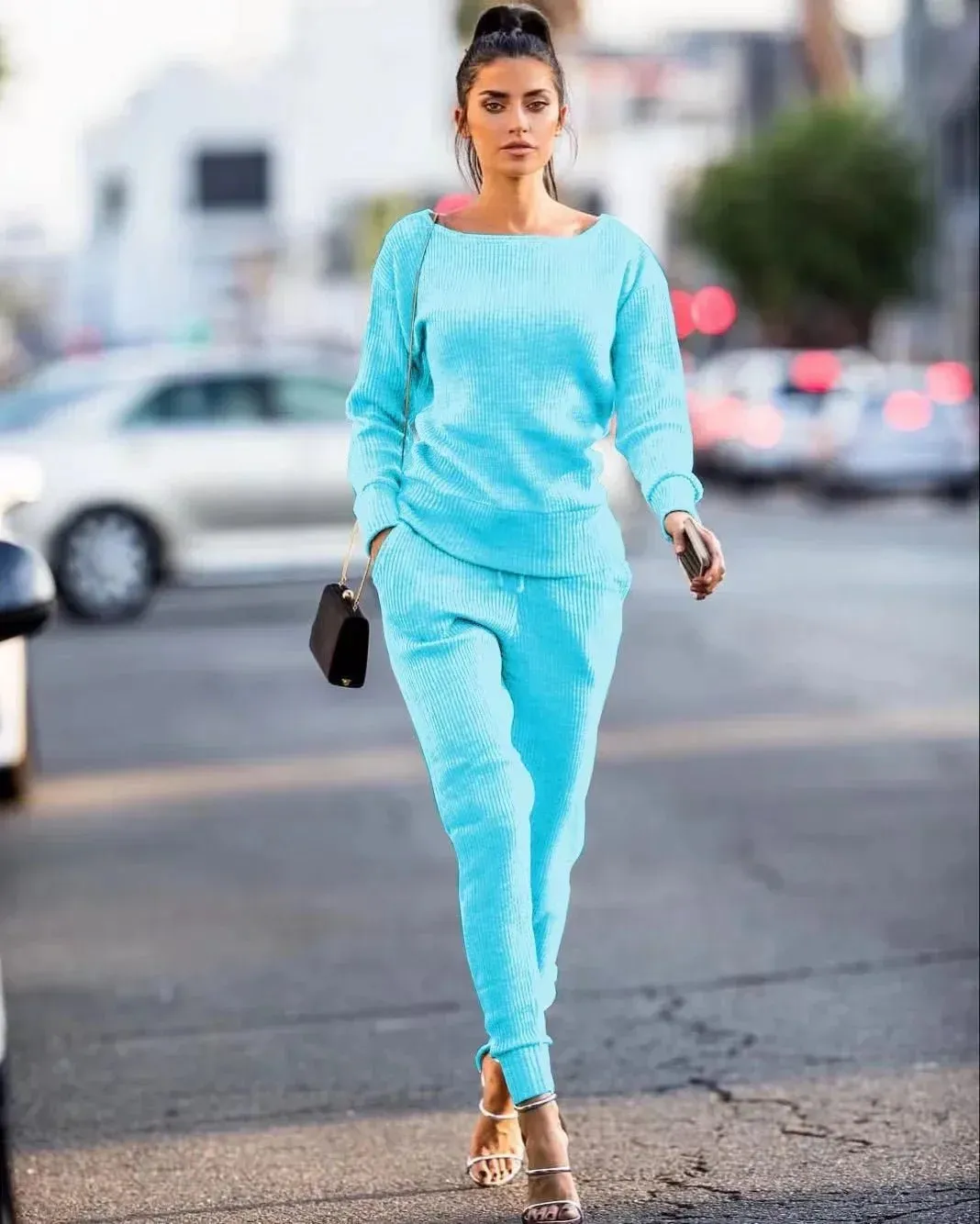 2024 Herbst Pullover Hose 2-teiliges Set lässige Active wear Damen Damen Winter einfarbige zweiteilige Outfits passende Sets elegant