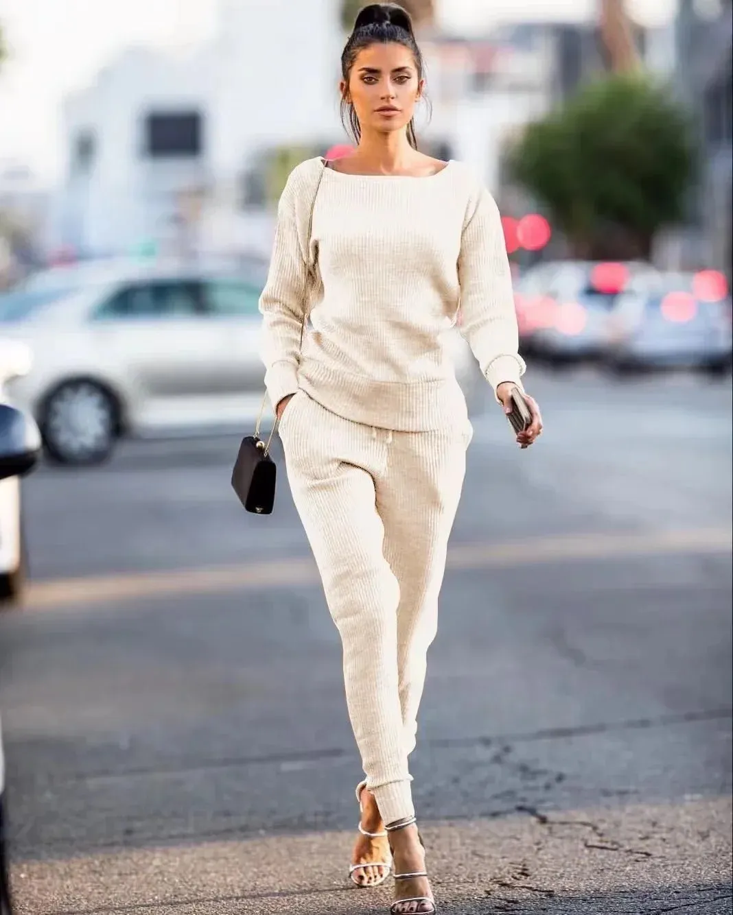 2024 Herbst Pullover Hose 2-teiliges Set lässige Active wear Damen Damen Winter einfarbige zweiteilige Outfits passende Sets elegant