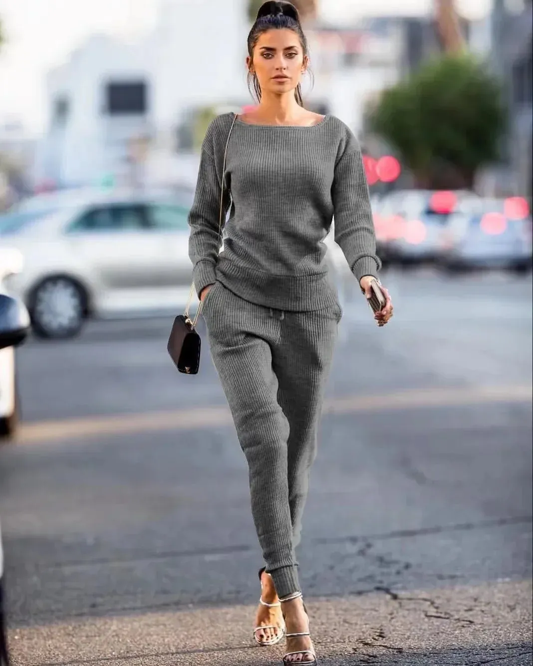 2024 Herbst Pullover Hose 2-teiliges Set lässige Active wear Damen Damen Winter einfarbige zweiteilige Outfits passende Sets elegant