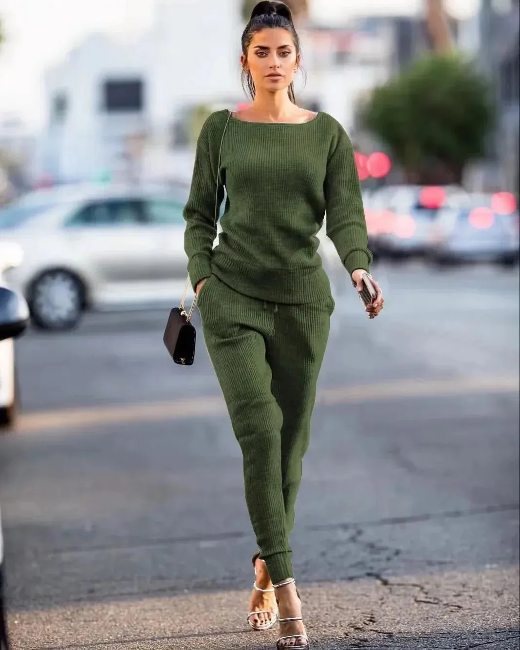 2024 Herbst Pullover Hose 2-teiliges Set lässige Active wear Damen Damen Winter einfarbige zweiteilige Outfits passende Sets elegant