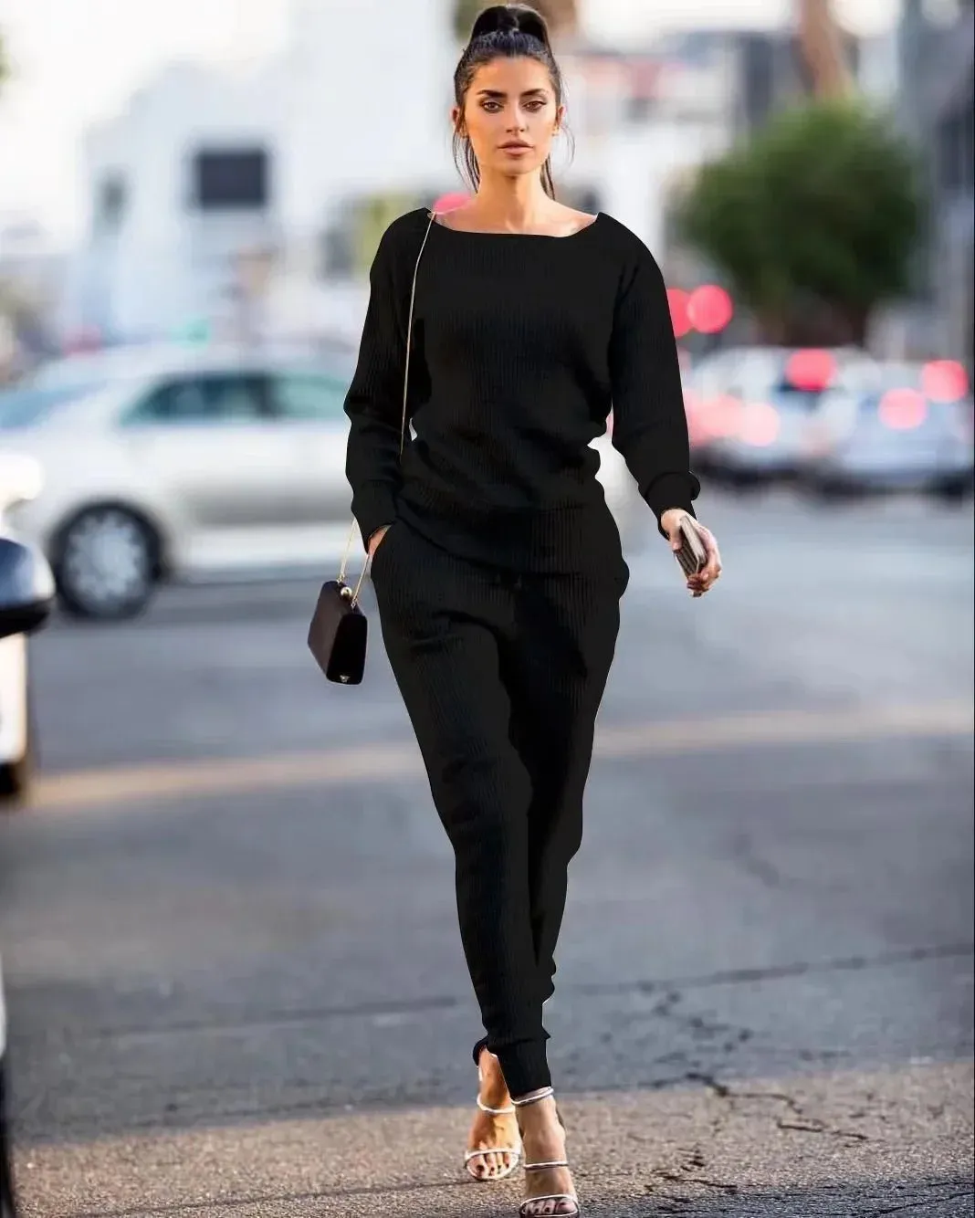 2024 Herbst Pullover Hose 2-teiliges Set lässige Active wear Damen Damen Winter einfarbige zweiteilige Outfits passende Sets elegant