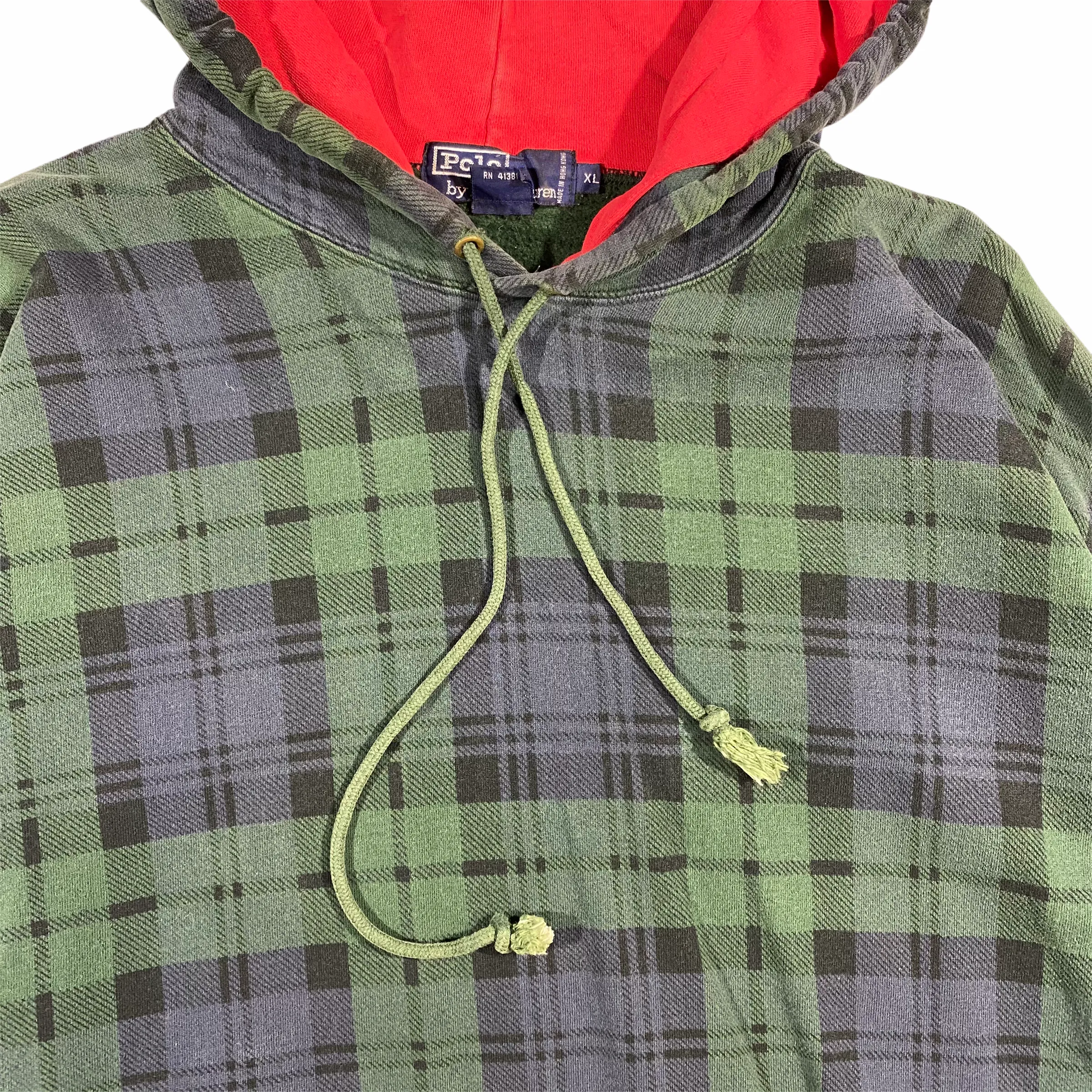 90s Polo ralph lauren black watch hoodie XL