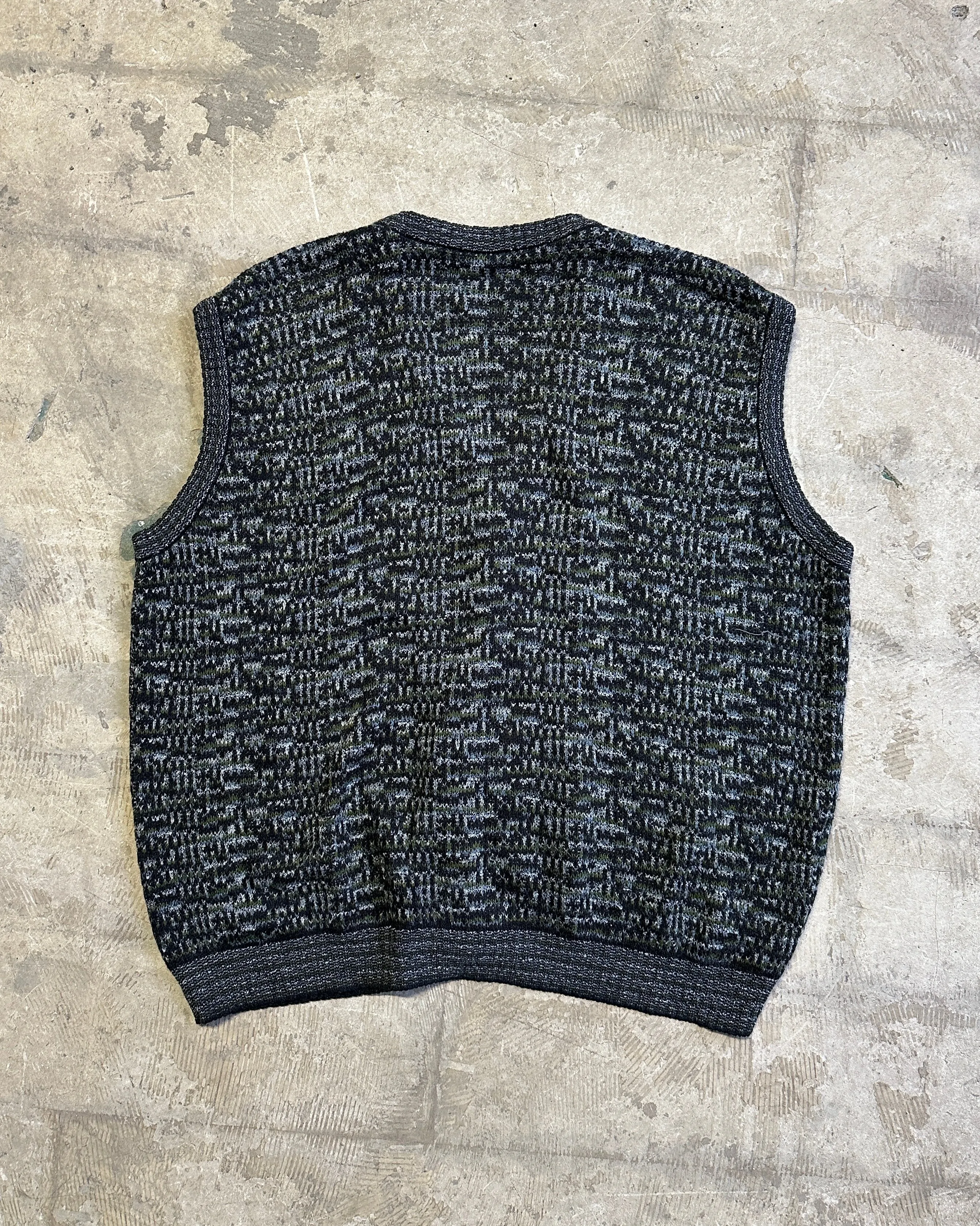 90s Vintage Patterned Knitted Vest - XL