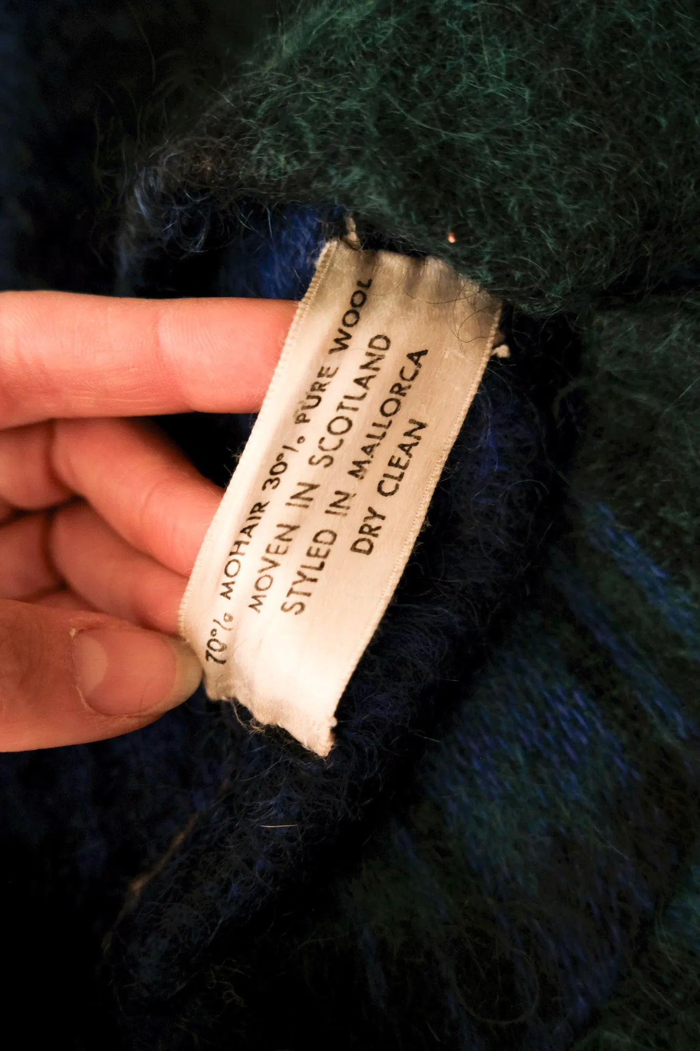 Adorable 1960's Blue and Green Plaid Mohair Made in Scotland Cape / OS