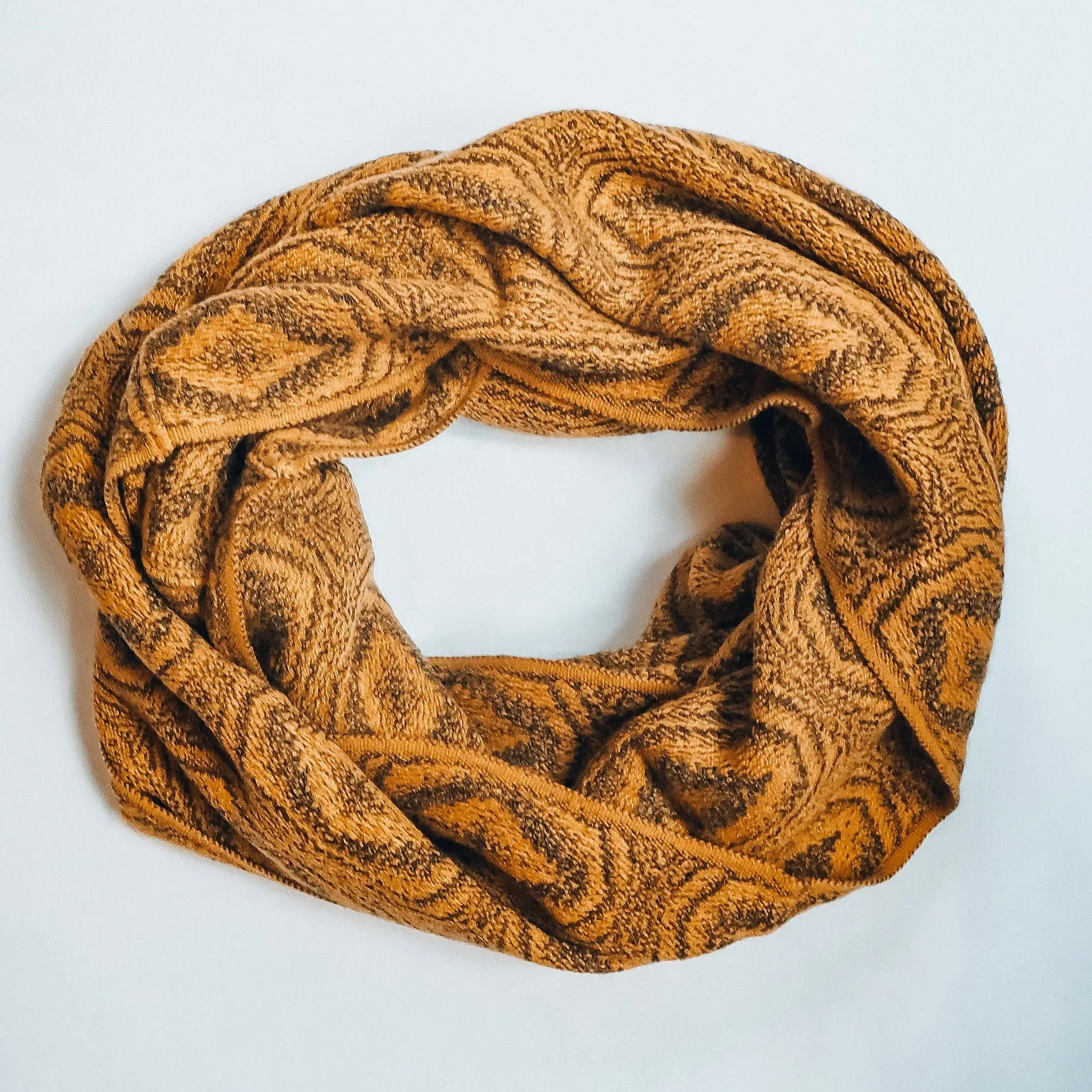 Alpaca Wool Soft Knitted Infinity Scarf, Mustard Yellow