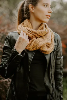Alpaca Wool Soft Knitted Infinity Scarf, Mustard Yellow