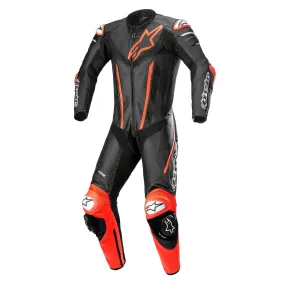 Alpinestars Fusion 1-Piece Leather Suit Black/Red Fluo