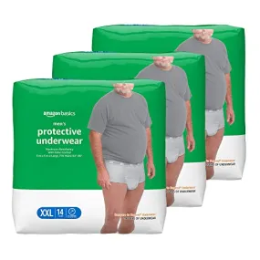 Amazon Basics Incontinence Underwear for Men, Maximum Absorbency, 2X-Large, 42 Count, 3 Packs of 14 (Previously Solimo)