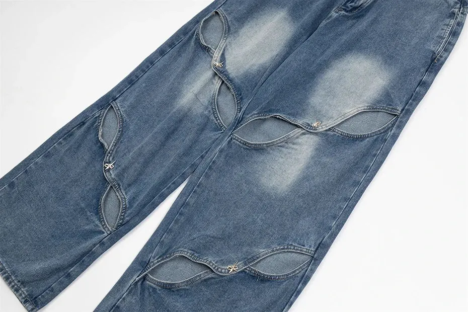 'Anomaly' Pin Clasp Baggy Denim Jeans