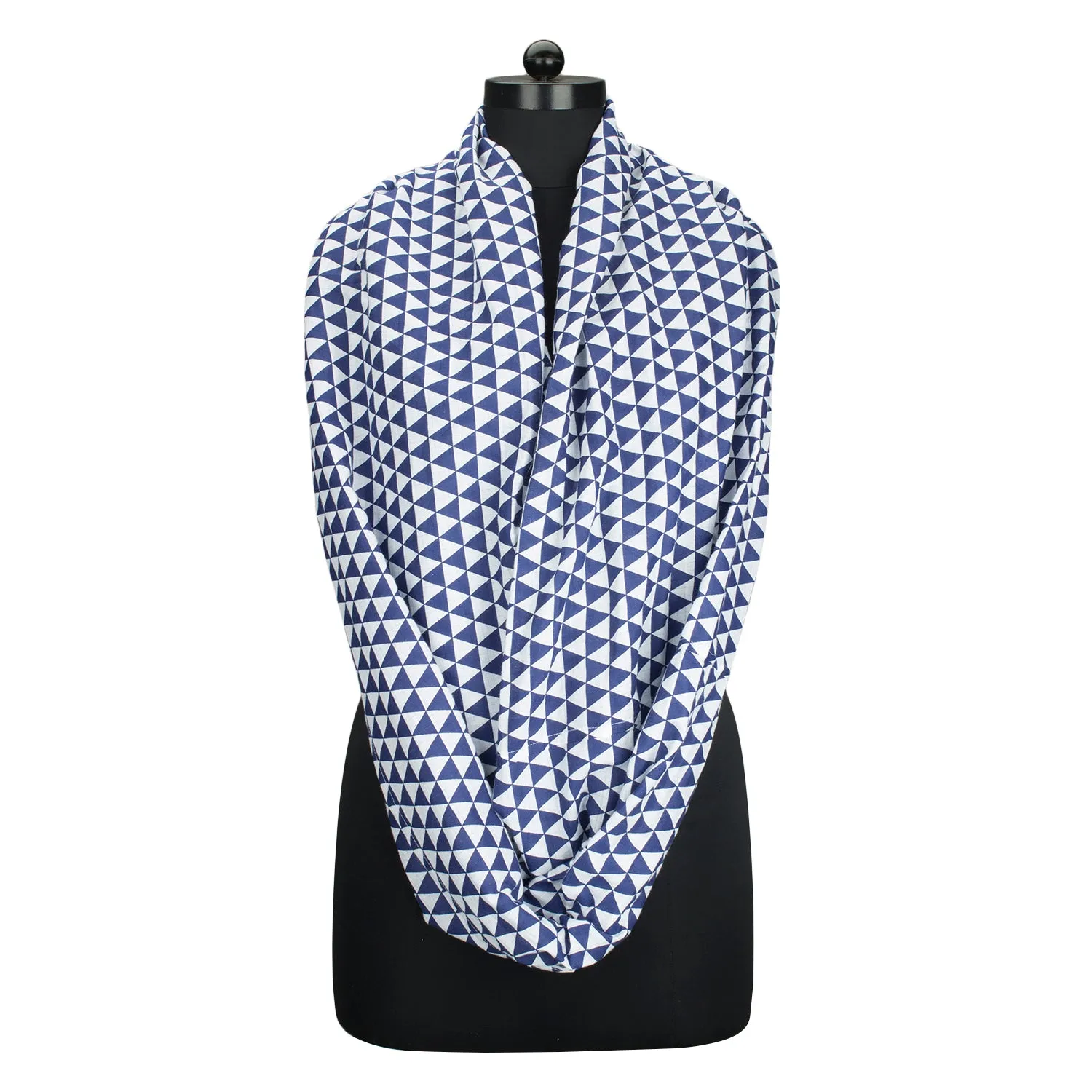 Bacati - Triangles Navy Blue Muslin Nursing Scarf