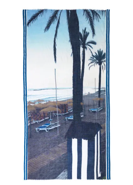 Becksondergaard - Blue Beach Wool Scarf in Campanula