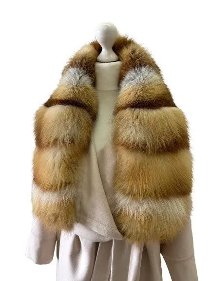 Beige Wrap Elegant Women coat, Long Belted Feminine Overcoat Trim Fox Fur, Woolen blend Coat Wrap