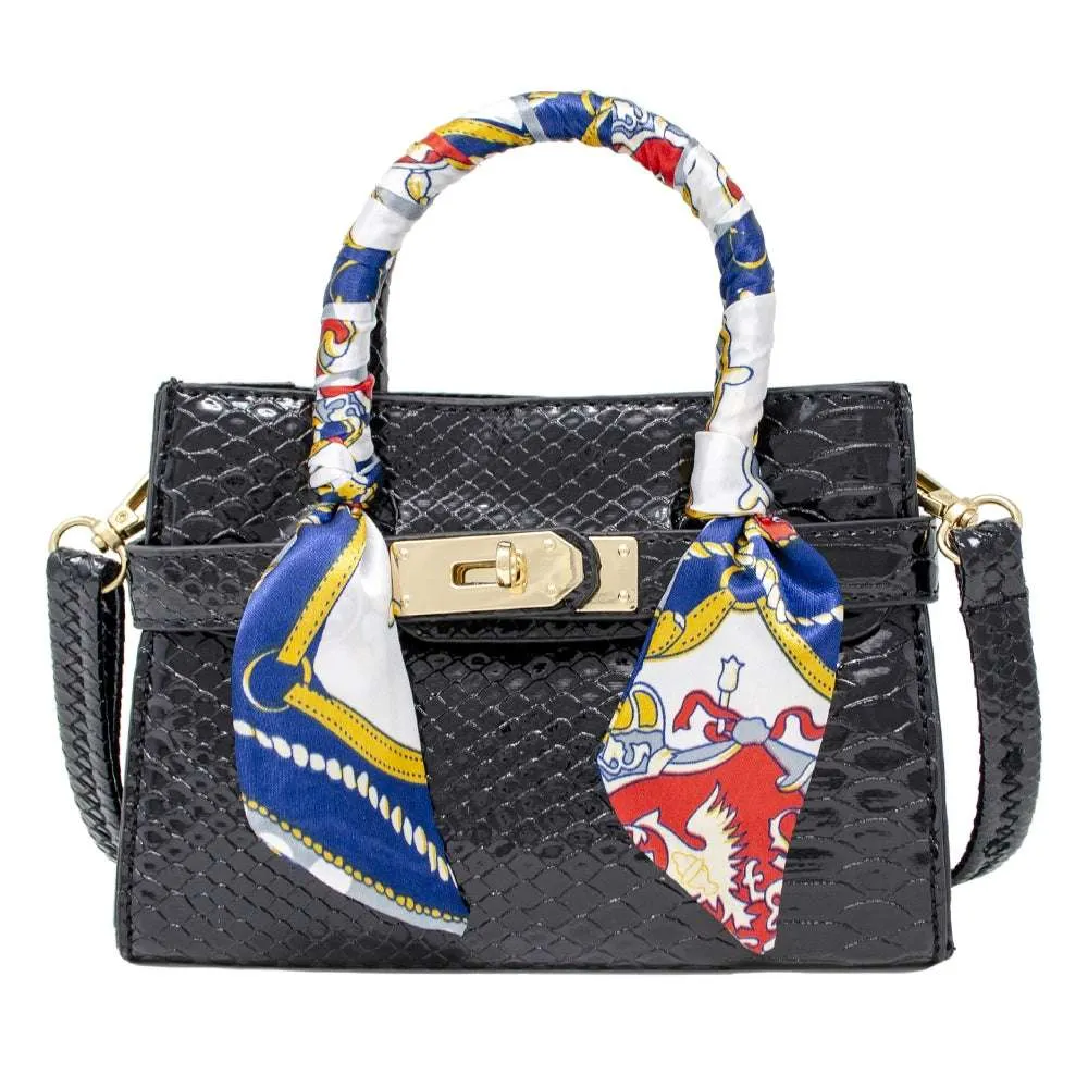 Black Crocodile Scarf Handbag