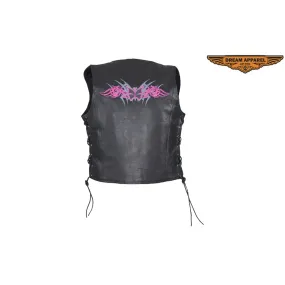 Black Gun Pocket Vest With Small Studded Pink Butterfly