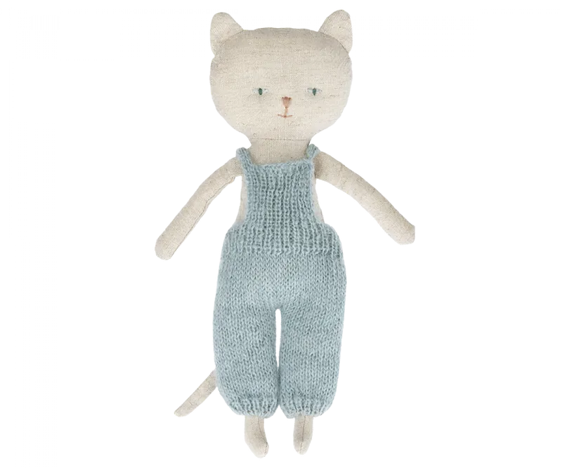 Blond Kitten in Blue Overalls