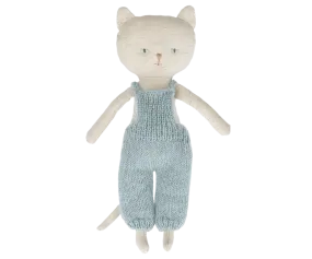 Blond Kitten in Blue Overalls