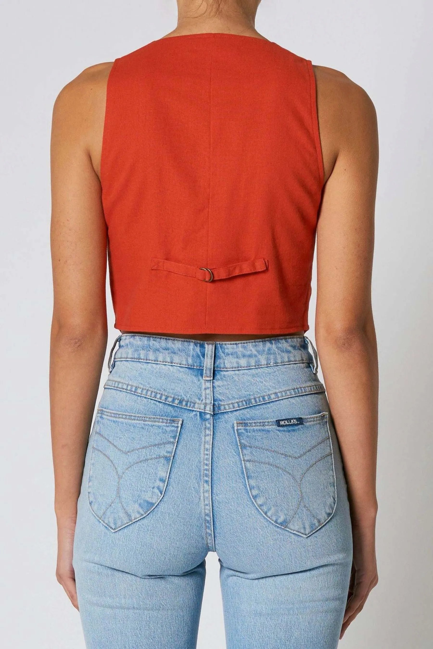 Blood Orange Linen Dallas Vest