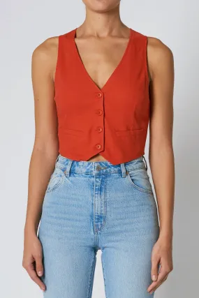 Blood Orange Linen Dallas Vest