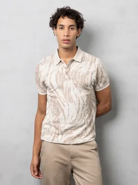 Brown Jacquard Polo T-Shirt