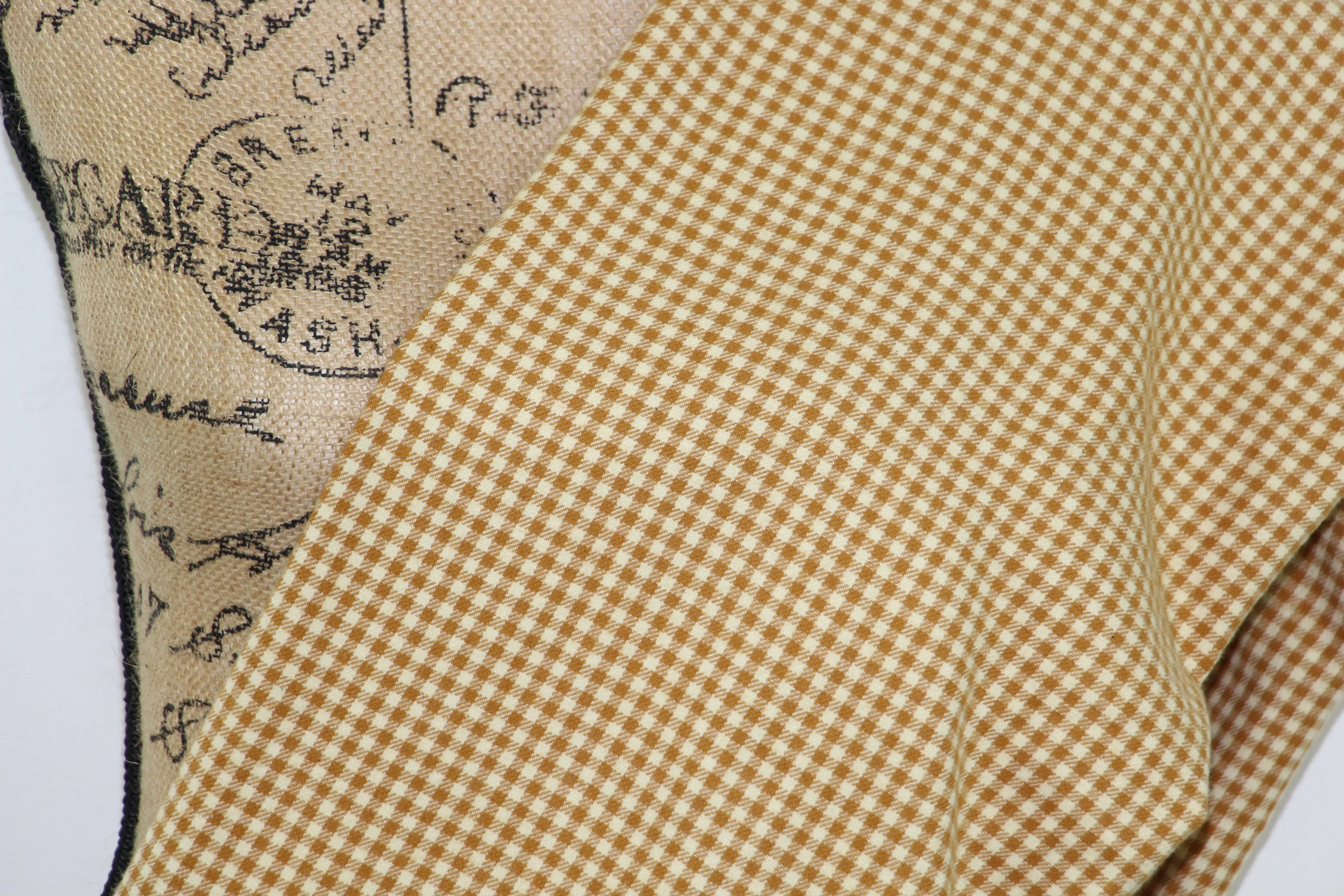 Butterscotch Orange/Mustard Yellow and Cream Small Check Gingham Plaid Lightweight Infinity or Blanket Scarf