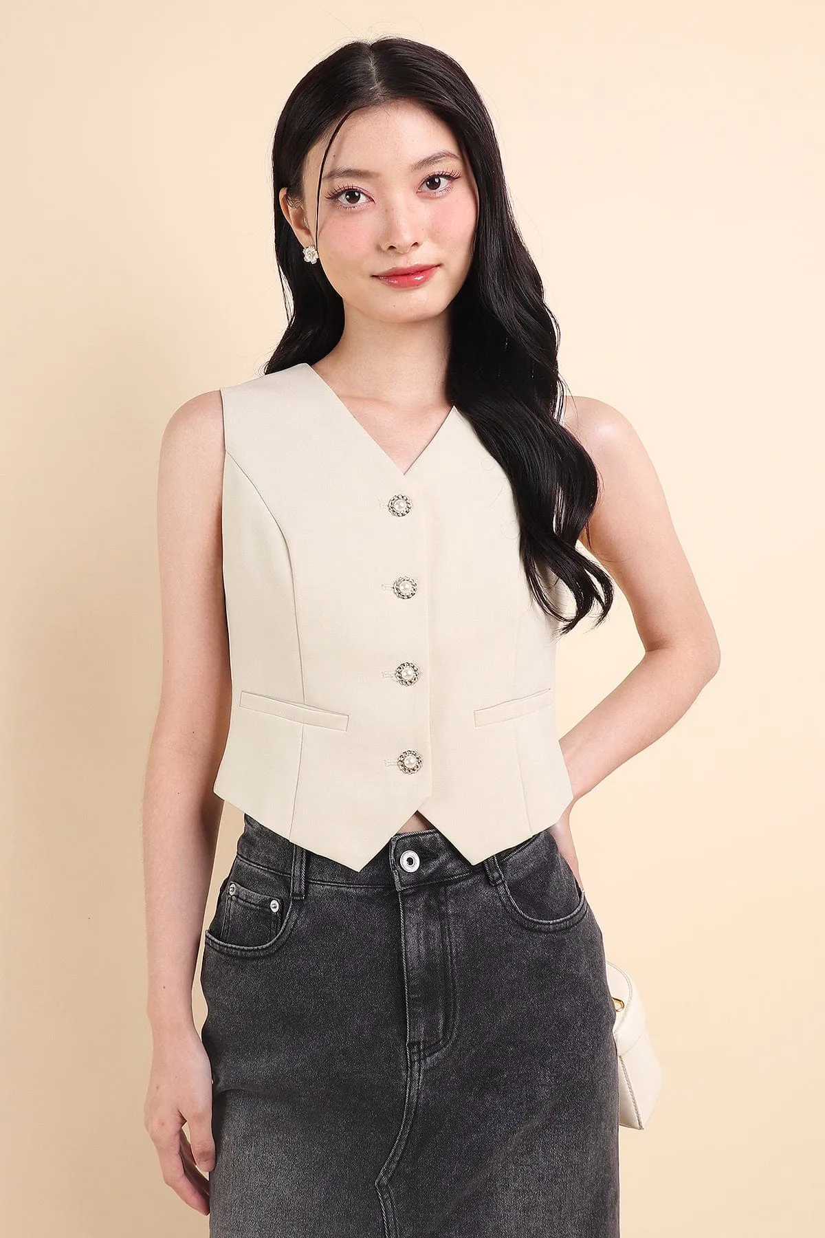 CAMU VEST TOP IN ECRU