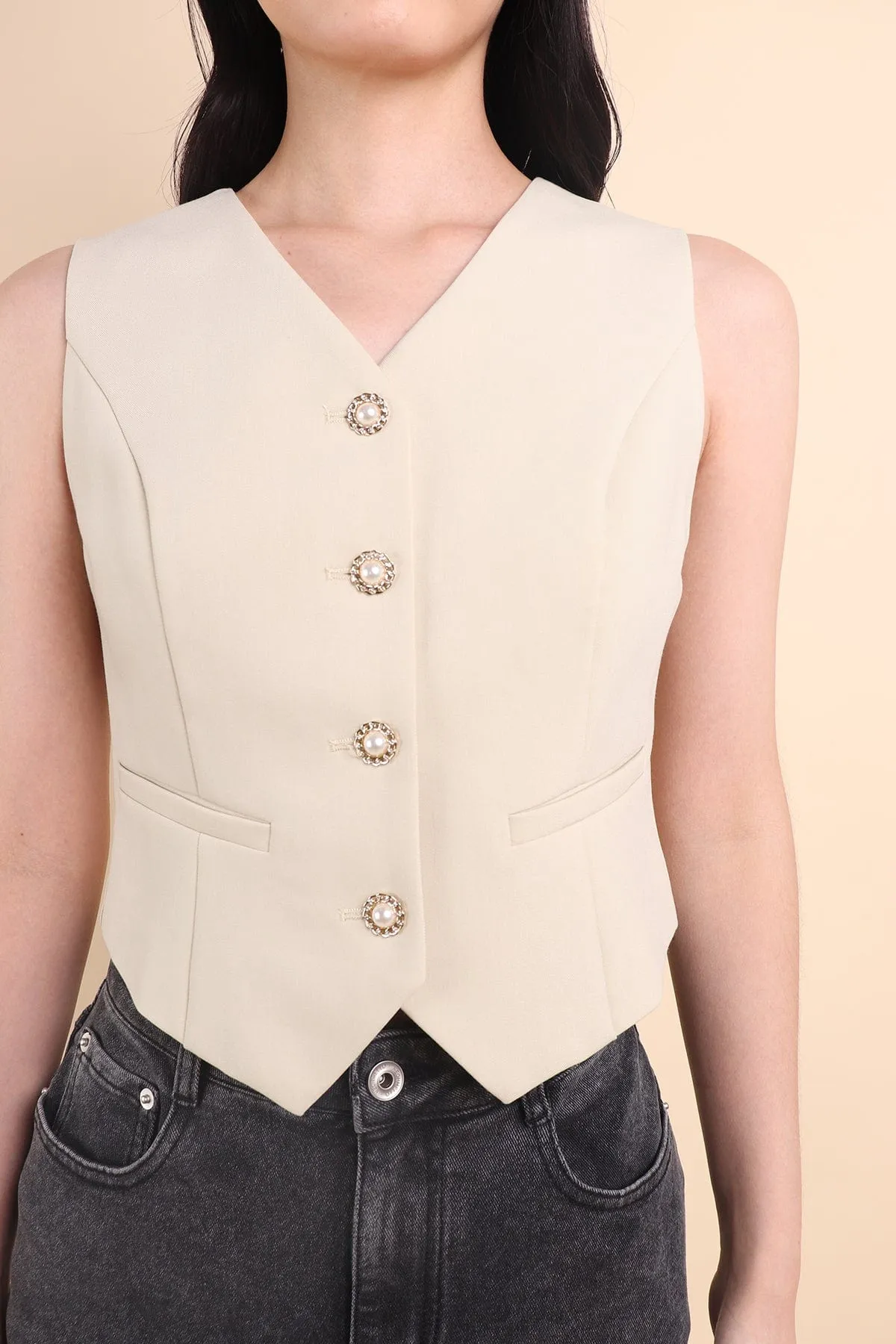 CAMU VEST TOP IN ECRU