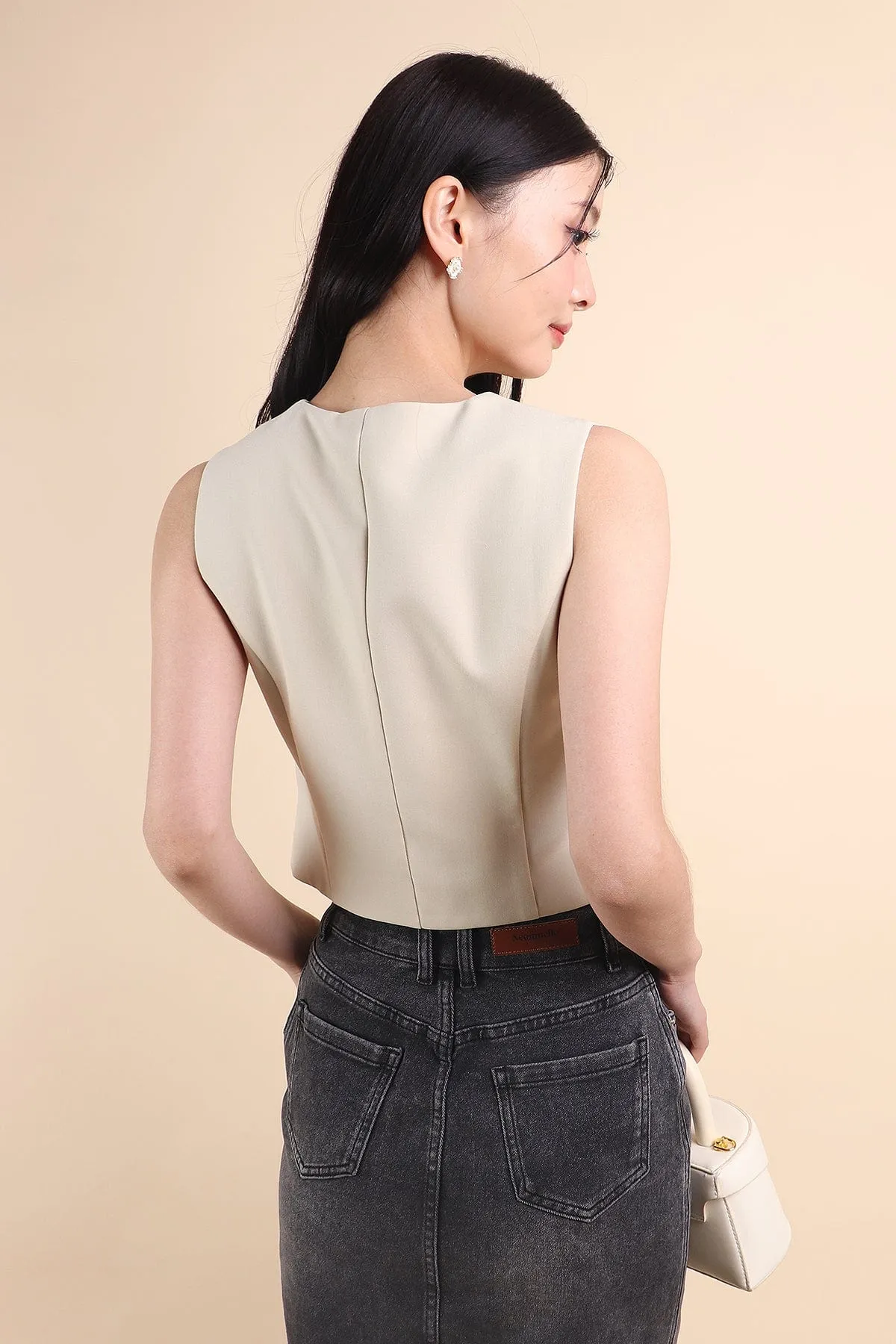 CAMU VEST TOP IN ECRU