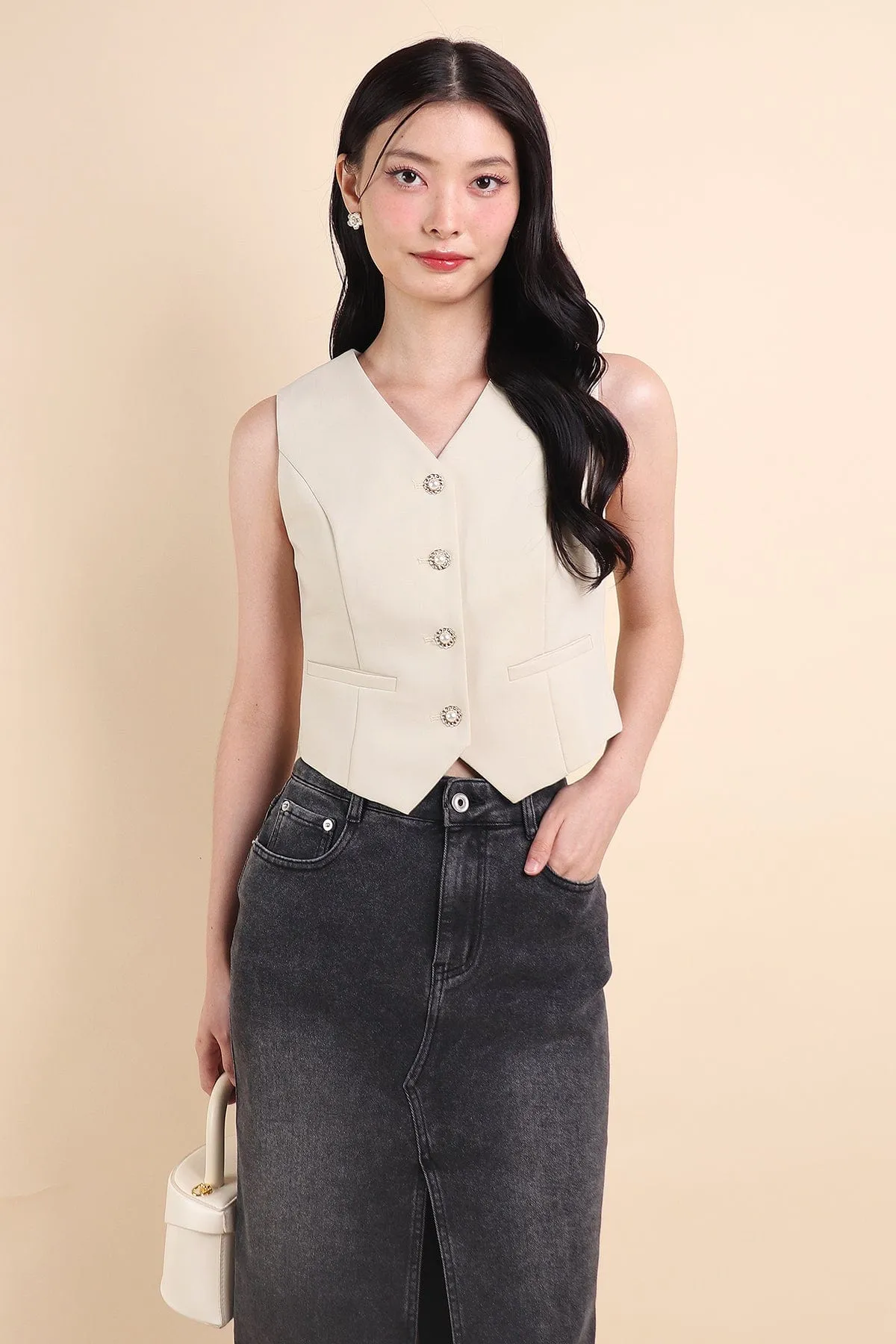 CAMU VEST TOP IN ECRU