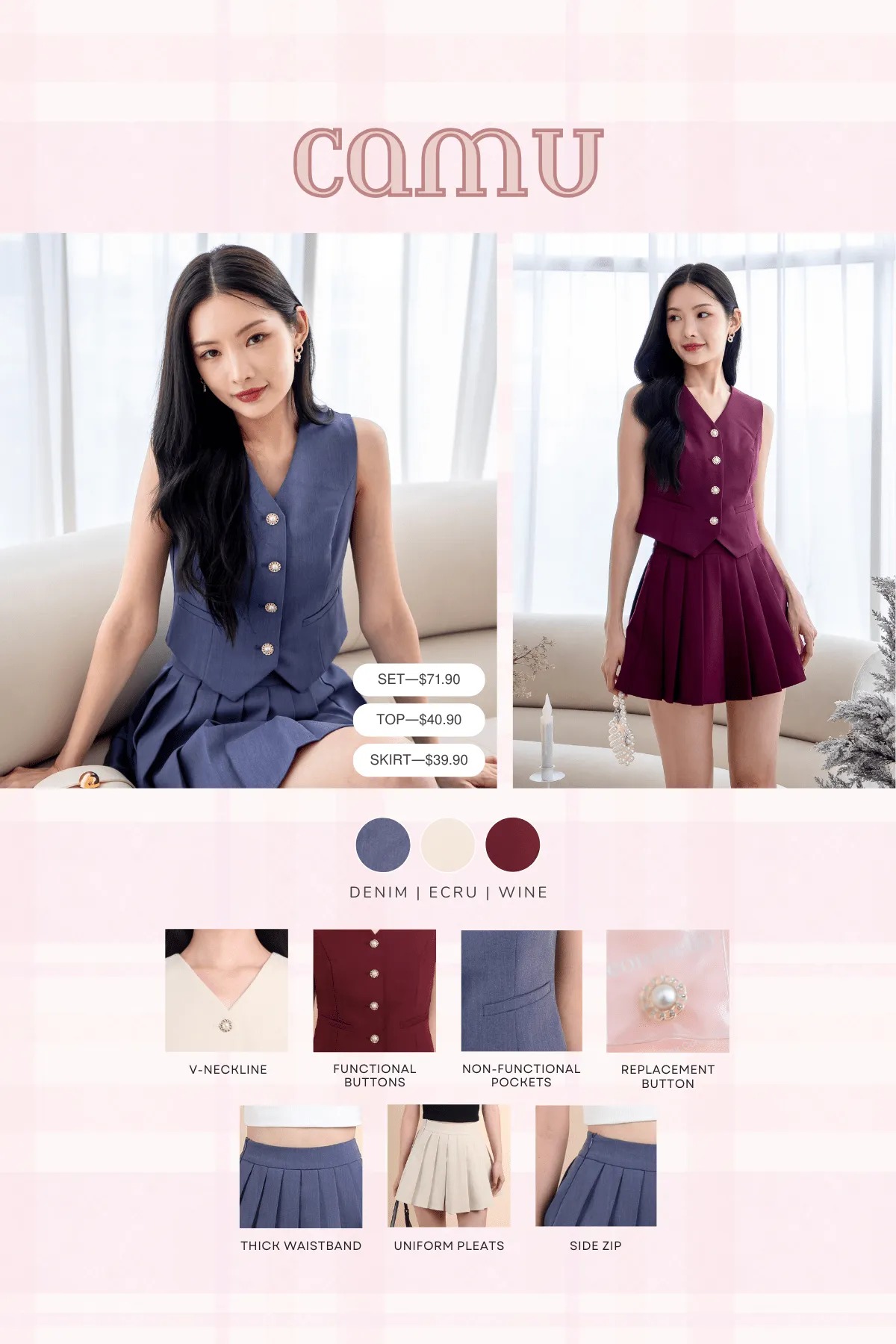 CAMU VEST TOP IN ECRU