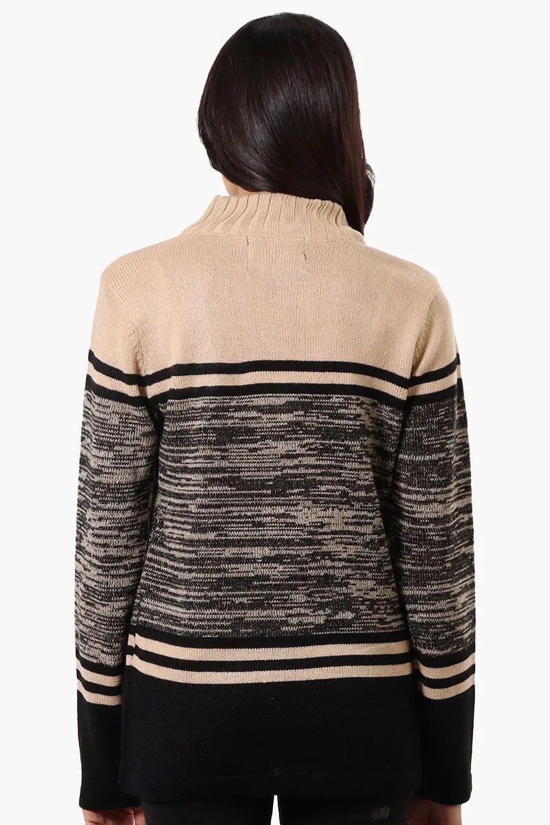 Canada Weather Gear Patterned 1/4 Zip Pullover Sweater - Camel