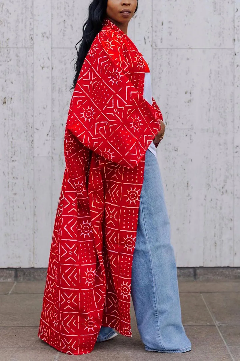 CE239 Graphic Long Cardigan
