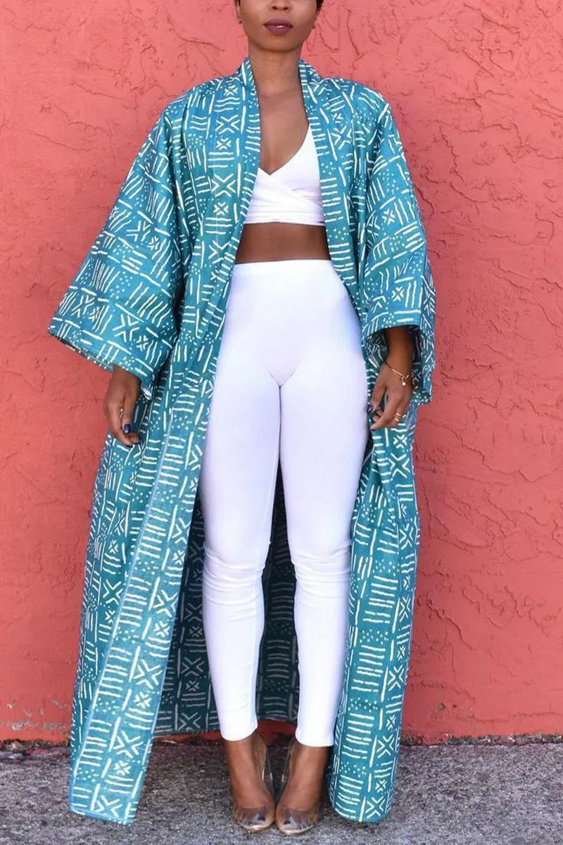 CE239 Graphic Long Cardigan