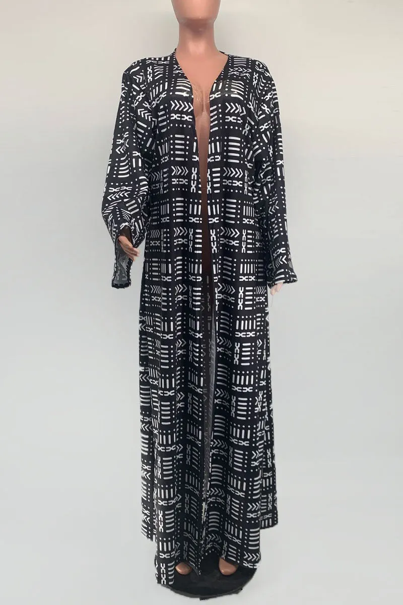 CE239 Graphic Long Cardigan