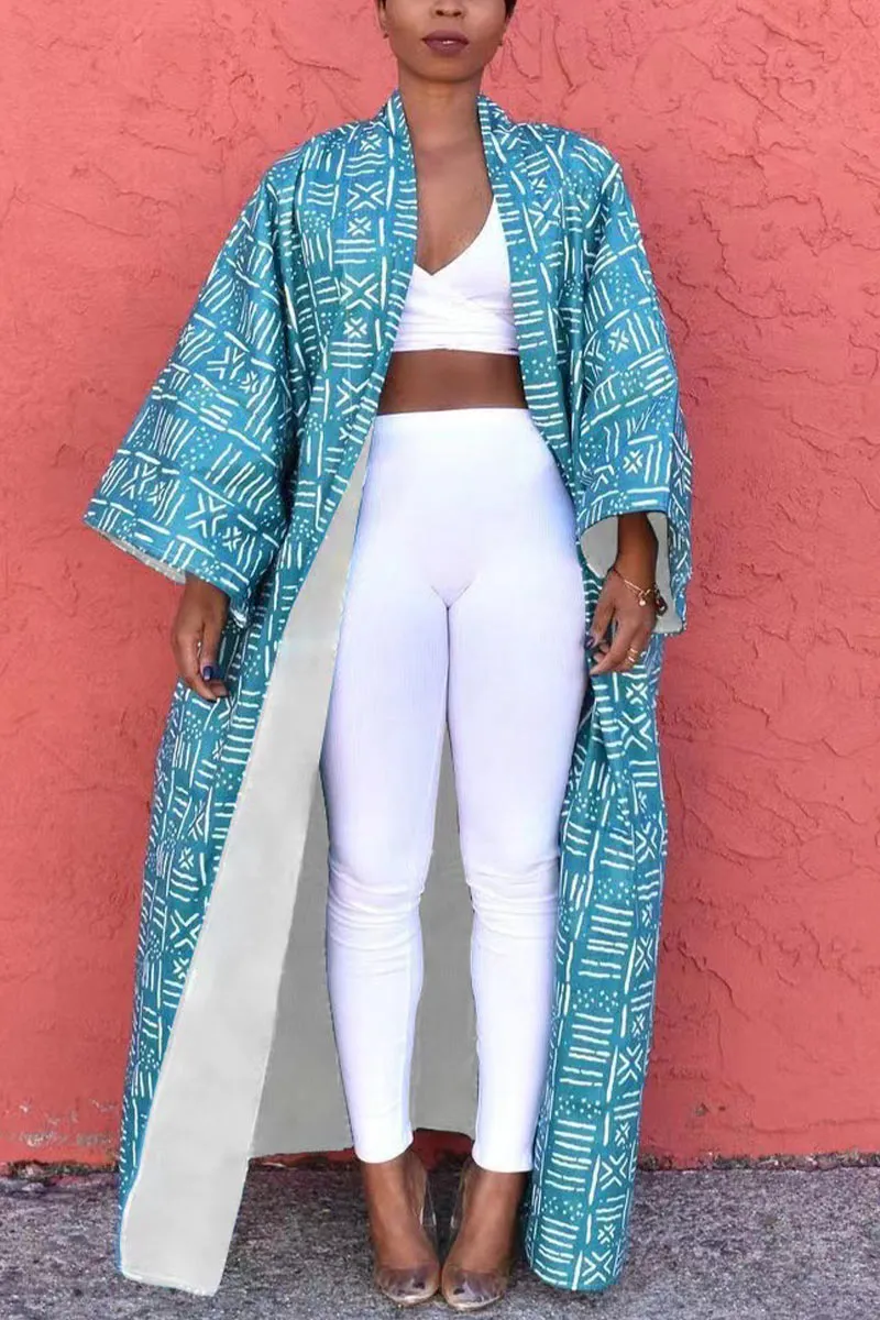 CE239 Graphic Long Cardigan