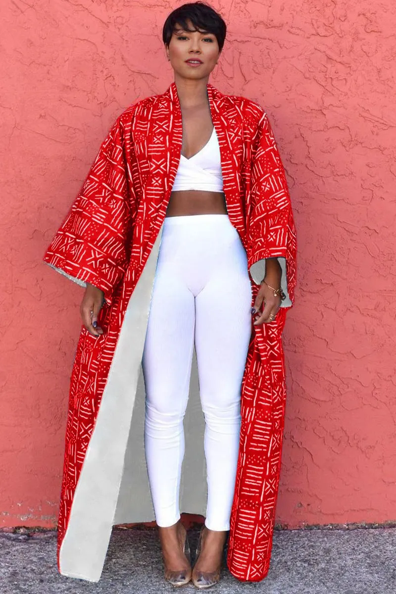 CE239 Graphic Long Cardigan
