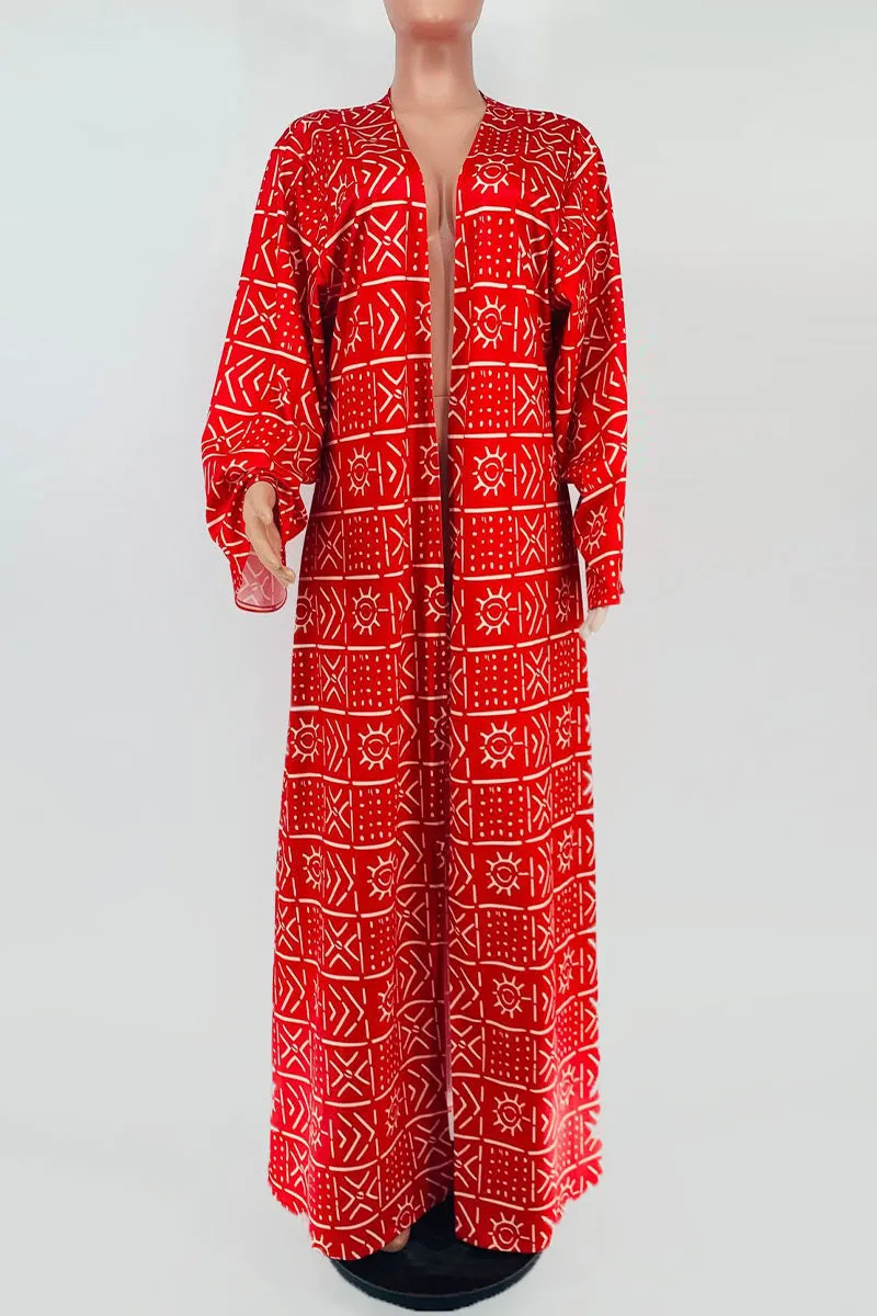CE239 Graphic Long Cardigan