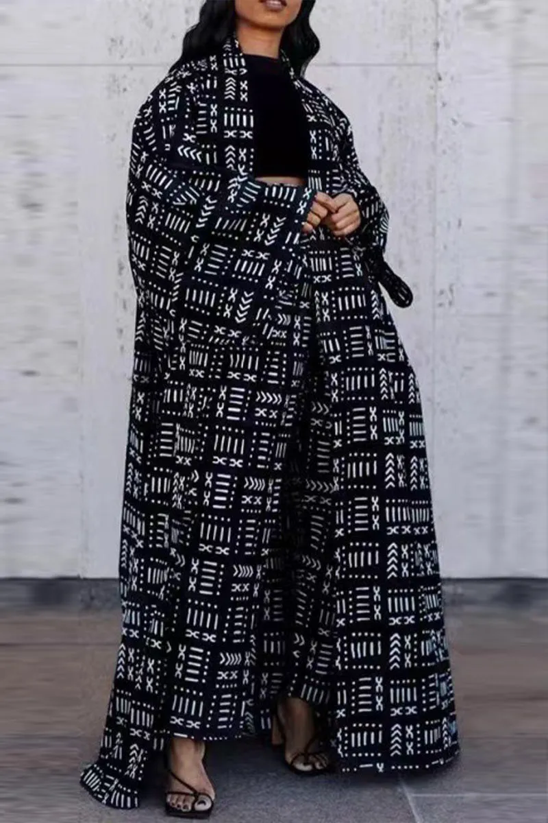 CE239 Graphic Long Cardigan