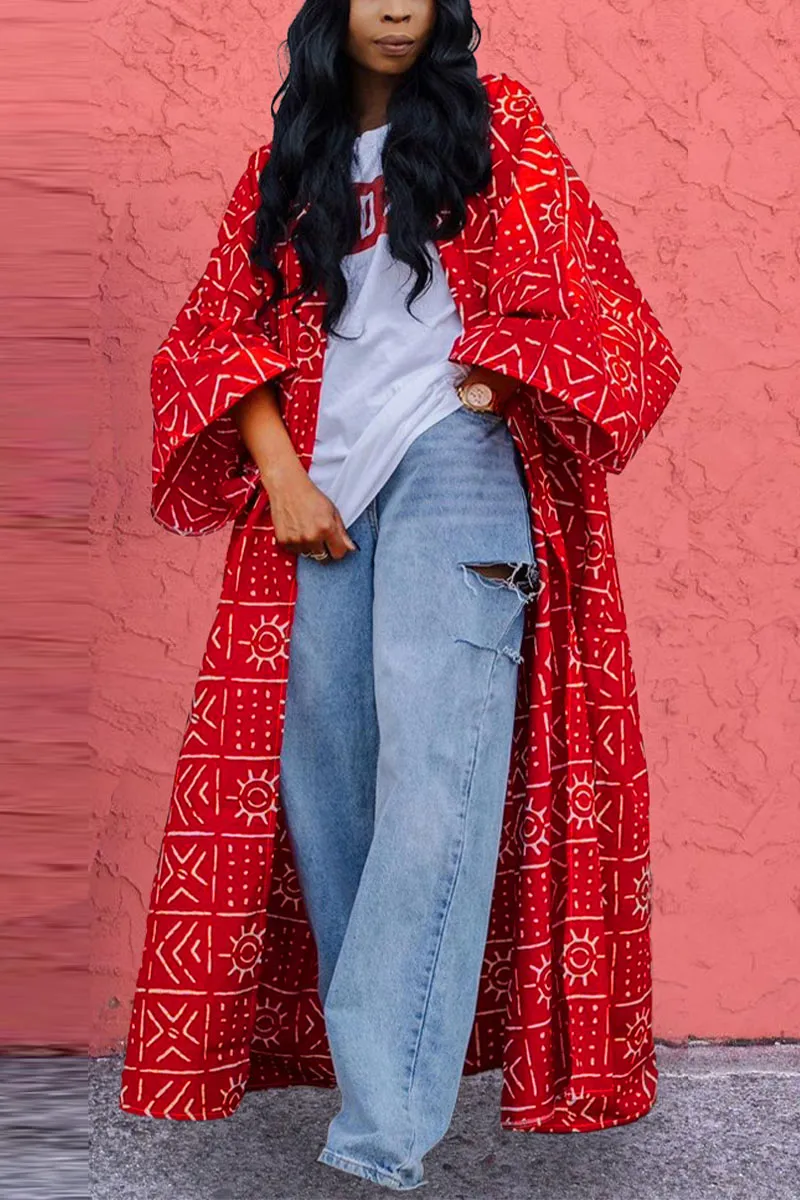 CE239 Graphic Long Cardigan