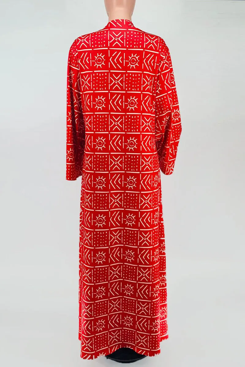 CE239 Graphic Long Cardigan