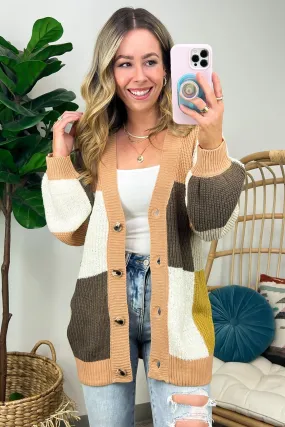 Charisse Color Block Button Down Cardigan - FINAL SALE
