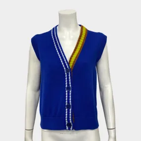 Chinti&Parker blue knitted vest with yellow strip