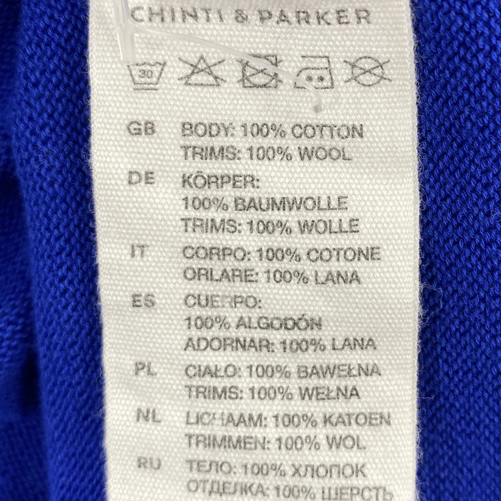 Chinti&Parker blue knitted vest with yellow strip