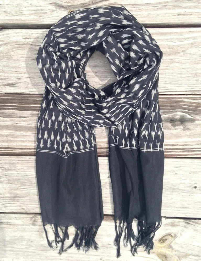 Classic Black Ikat Scarf
