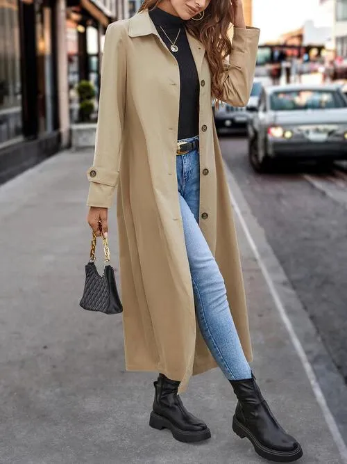Collared Long Trench Coat