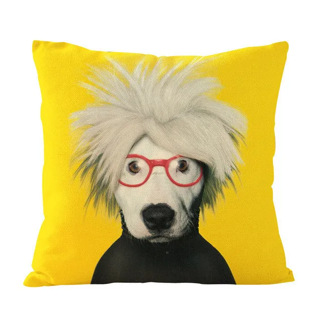 Cool Cat & Dog Cotton Pillowcases 43cm X 43cm