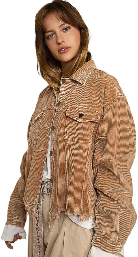 Corduroy Jacket in Camel Brown
